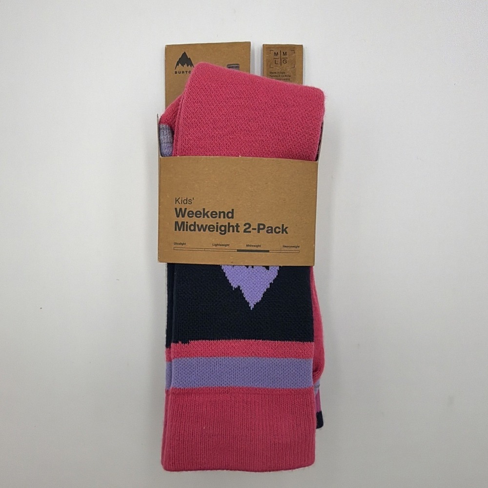 Burton Weekend Midweight 2-Pack - Kids Medium/Large (2-4) - Fuchsia Fusion Socks